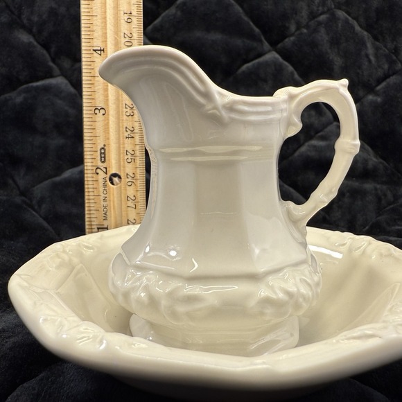 Mini Vintage Red Cliff Ironstone Wash Face Hand Pitcher Basin Ceramic White‎ 4" - Picture 10 of 10